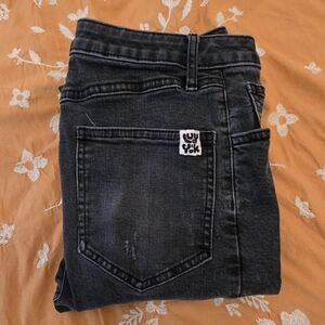 Lucy & Yak Soho / Skinny High Rise Denim Jeans, Washed Black / UK 8 / US 26